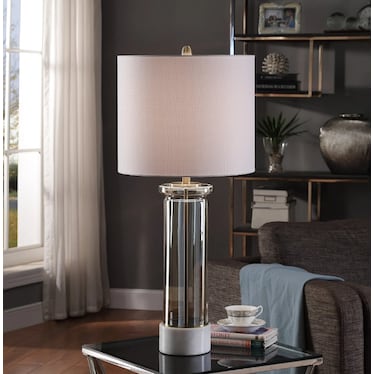 Plated Glass and Marble Table Lamp 34"H