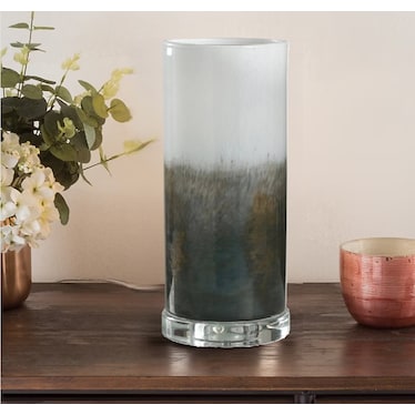 White and Bronze Glass Uplight Accent Lamp 13"H