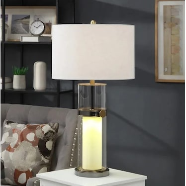 Double Glass Column Table Lamp 31"H