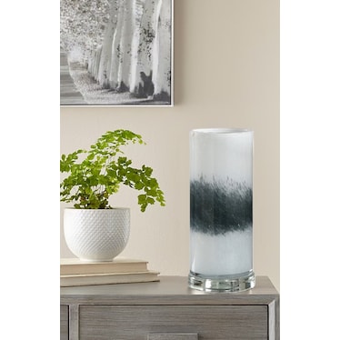 White and Black Glass Uplight Accent Lamp 13"H