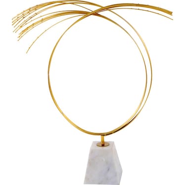 Gold Metal Sculpture On Marble Base 20"W x 29"H