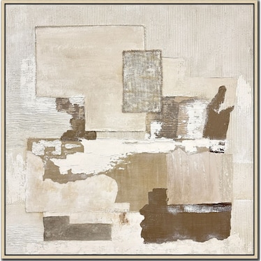 Natural Layered Abstract Textured Framed Canvas 50"W x 50"H