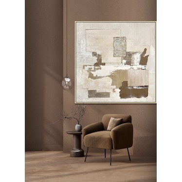 Natural Layered Abstract Textured Framed Canvas 50"W x 50"H