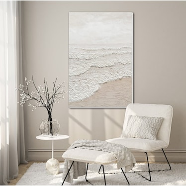 Sandy Beach Hand Embellished Framed Canvas 32"W x 48"H