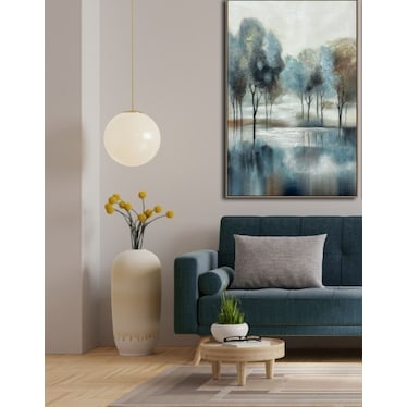 Blue and Brown Trees I Hand Embellished Framed Canvas 30"W x 45"H