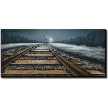 Night Train Metal and Stone Embellished Canvas 71"W x 32"H