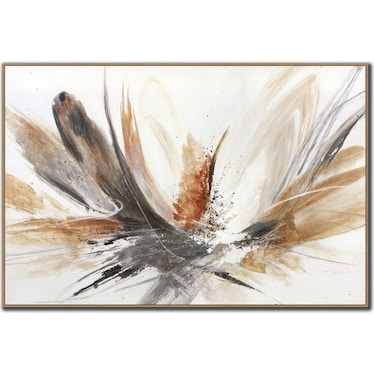 Brown, Black, and Rust Abstract Hand Embellished Framed Canvas 60"W x 40"H