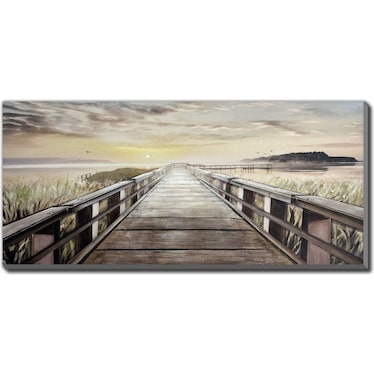 Boardwalk Metal and Wood Embellished Canvas 71"W x 32"H