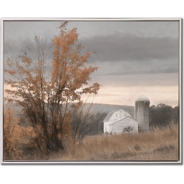 White Barn Hand Embellished Framed Canvas 40"W x 50"H