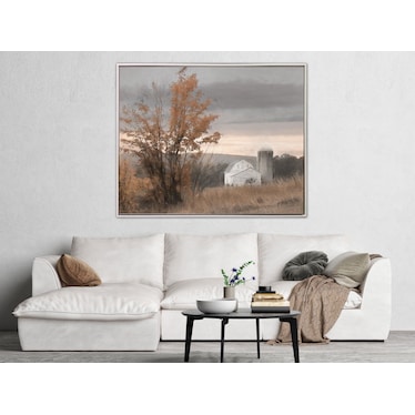 White Barn Hand Embellished Framed Canvas 40"W x 50"H