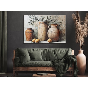 Italian Urns Hand Embellished Framed Canvas 45"W x 30"H