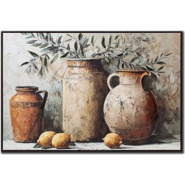 Italian Urns Hand Embellished Framed Canvas 45"W x 30"H