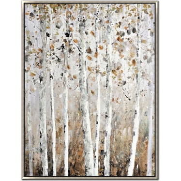 Birch Trees Hand Embellished Framed Canvas 36"W x 48"H
