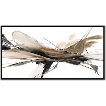 Black and Brown Abstract Hand Embellished Framed Canvas 56"W x 28"H