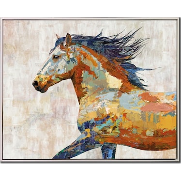 Multi Horse Hand Embellished Framed Canvas 50"W x 40"H