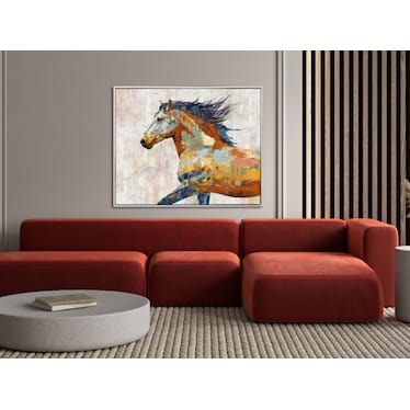 Multi Horse Hand Embellished Framed Canvas 50"W x 40"H