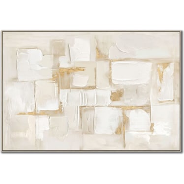 Neutral Abstract Hand Embellished Framed Canvas 48"W x 32"H