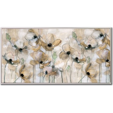 Neutral Poppies Hand Embellished Framed Canvas 40"W x 20"H