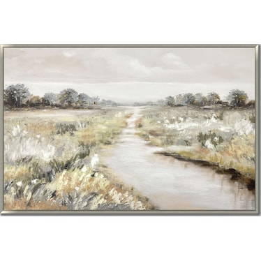 Quiet Meadow Hand Embellished Framed Canvas 60"W x 40"H