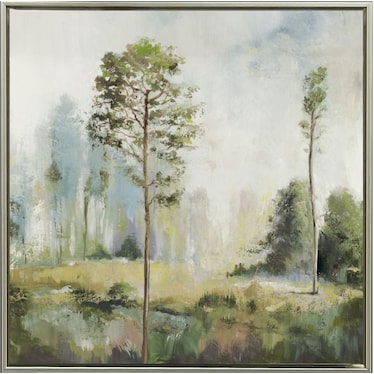 Green Trees I Hand Embellished Framed Canvas 30"W x 30"H Each