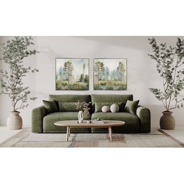 Green Trees I Hand Embellished Framed Canvas 30"W x 30"H Each