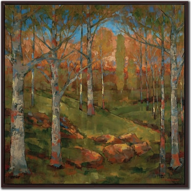Green Forest II Hand Embellished Framed Canvas 24"W x 24"H