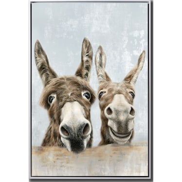 Donkeys Hand Embellished Framed Canvas 30"W x 45"H