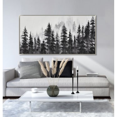Misty Pines Hand Embellished Framed Canvas 56"W x 28"H