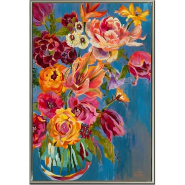 Spring Bouquet Hand Embellished Framed Canvas 30"W x 45"H