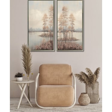 Oak Forest II Hand Embellished Framed Canvas 18"W x 36"H