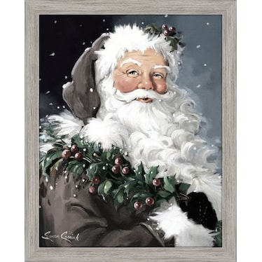 Berry Santa Framed Canvas 22"W x 28"H