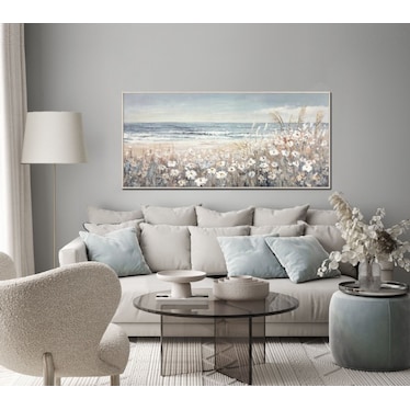 Daisies At Sea Hand Embellished Framed Canvas 60"W x 30"H