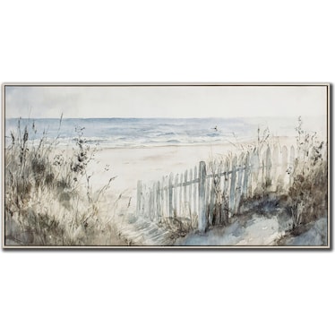 Fence At Sea Hand Embellished Framed Canvas 48"W x 24"H
