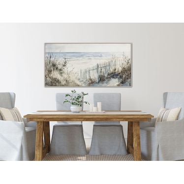 Fence At Sea Hand Embellished Framed Canvas 48"W x 24"H