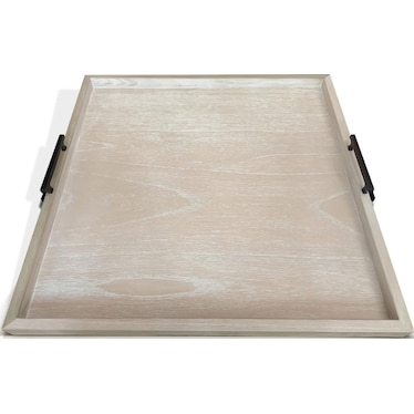 Oversized Blonde Wood Ottoman Tray With Handles 27"W x 27"L