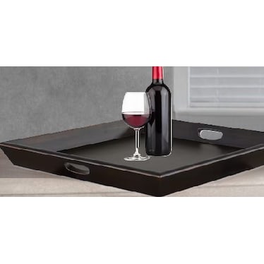 Oversized Black Walnut Finish Wood Ottoman Tray 27"W x 27"L