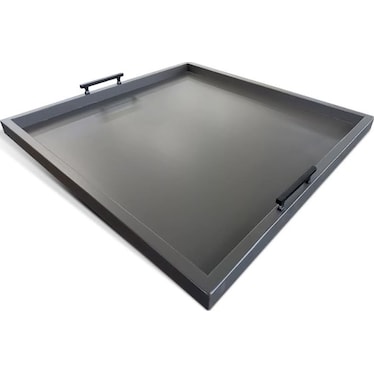 Oversized Urban Bronze Wood Ottoman Tray With Handles 27"W x 27"L