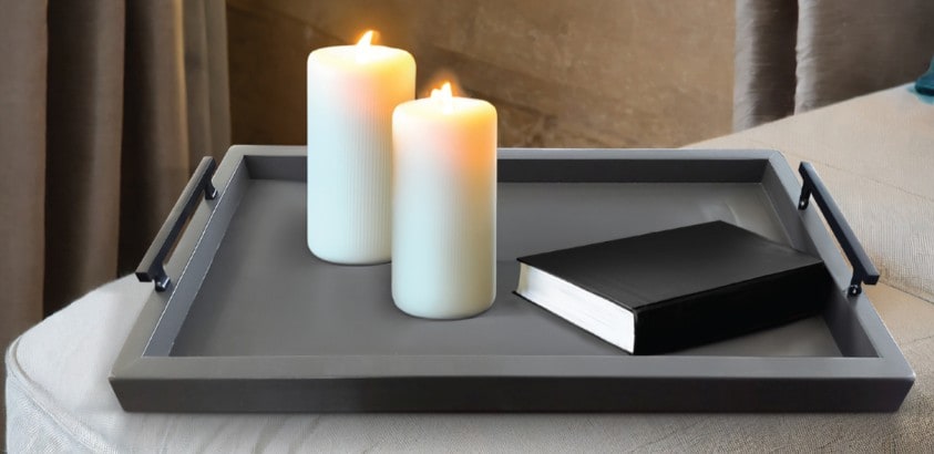 Oversized Urban Bronze Wood Ottoman Tray With Handles 27