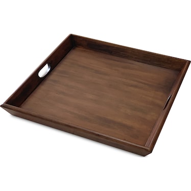 Oversized Dark Chocolate Wood Ottoman Tray 27"W x 27"L