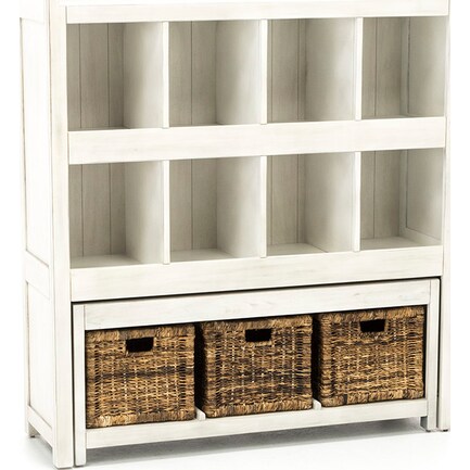 Storage Solutions Bookcase with Bench & Baskets