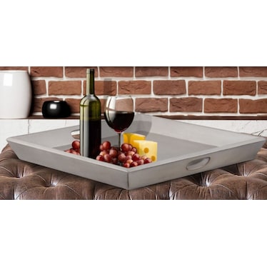Oversized Westwood White Wood Ottoman Tray 27"W x 27"L