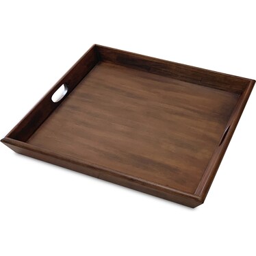 Oversized Dark Chocolate Wood Ottoman Tray 27"W x 27"L