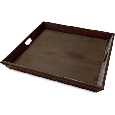Oversized Tobacco Leaf Wood Ottoman Tray 27"W x 27"L