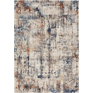 Tuscany Coral/Cream/Blue Abstract Area Rug