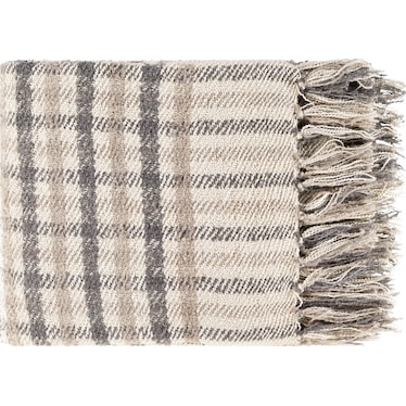 Beige and Tan Plaid Throw 50"W x 60"L