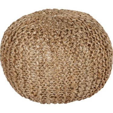 Beige Jute Pouf 20"W x 14"H