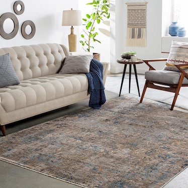 Mirabel Grey/Blue Abstract Area Rug