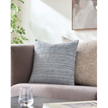 Woven Tan and Multi Outdoor Poly Pillow 18"W X 18"H