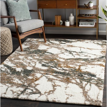 Celestial Shag Cream/Green/Mustard/Brown Area Rug