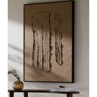 Camel Abstract Handpainted Framed Canvas 36"W x 48"H